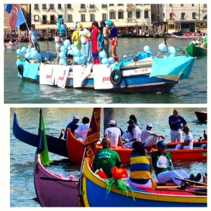 Preparing for the historical Venice Annual Regatta.