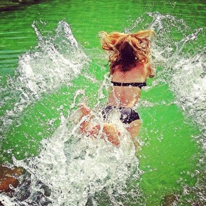 Annie enjoys the eco-lake.